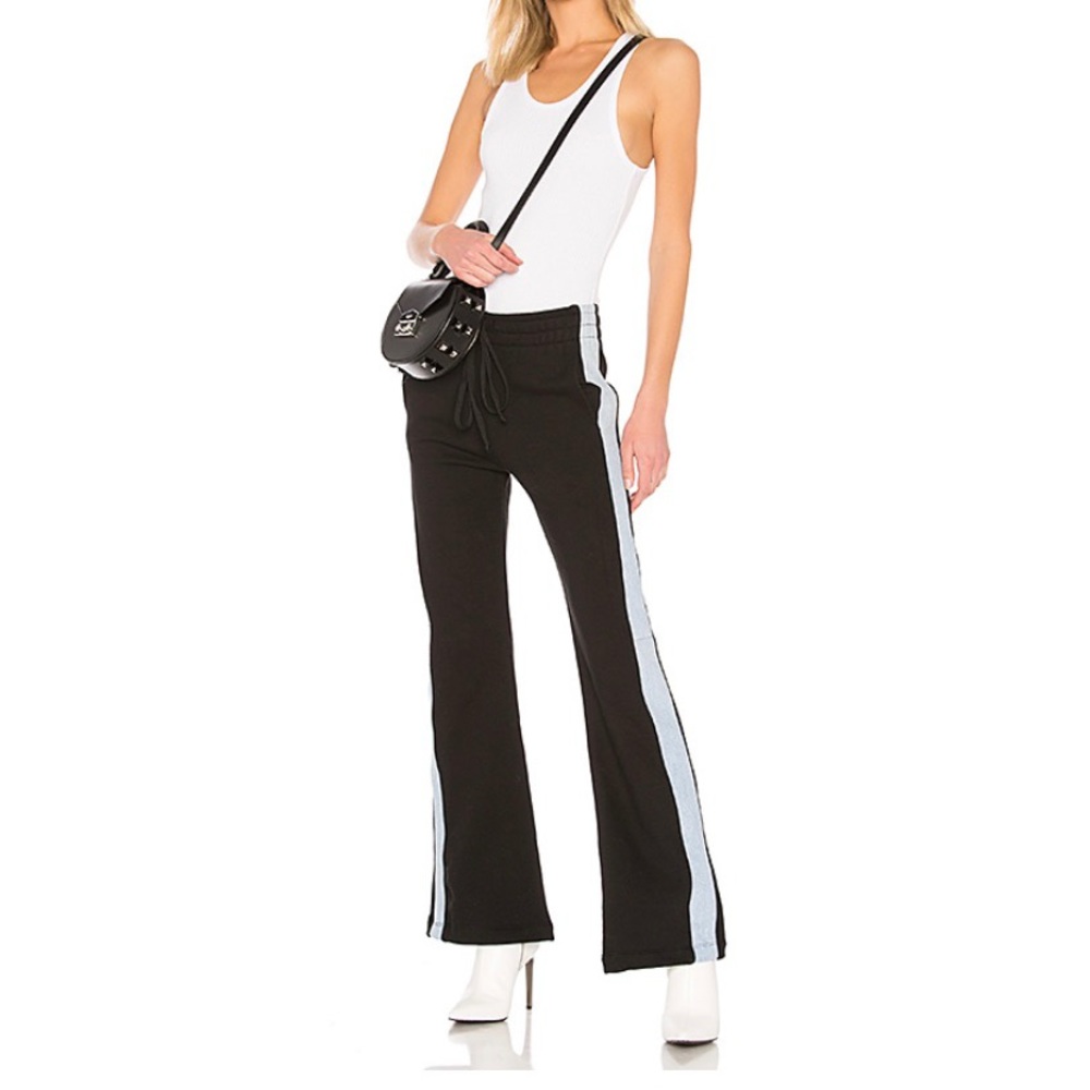 RE/DONE BLACK DENIM JEAN STRIPE TRACK SWEATPANT